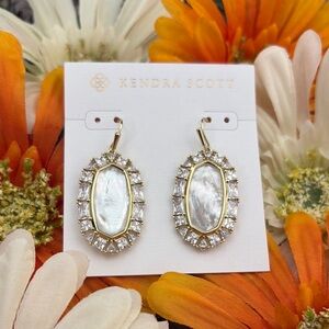 Kendra Scott Elle Crystal Framed Ivory MOP Drop Earrings